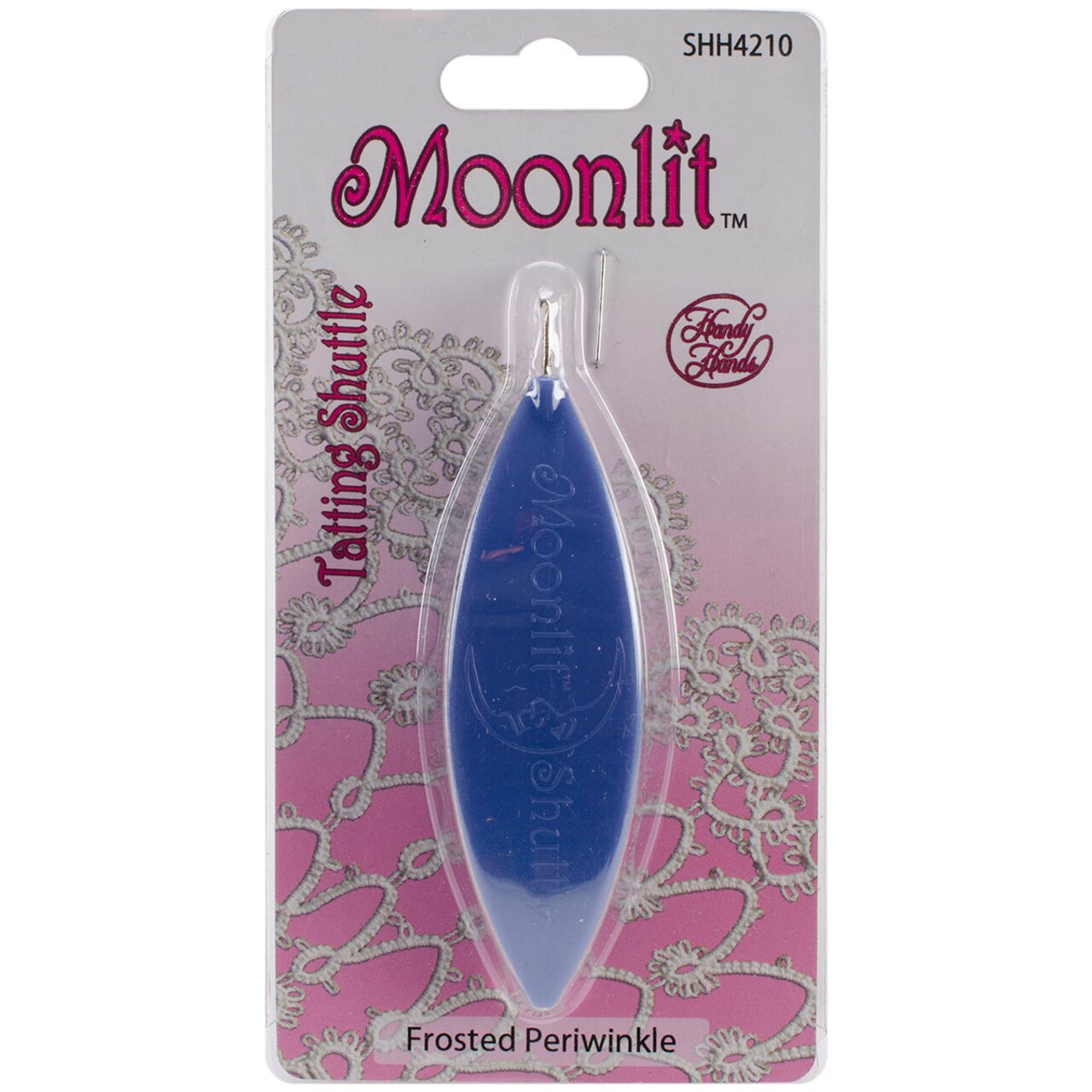 Handy Hands Moonlit Tatting Shuttle W/Hook-Frosted Periwinkle